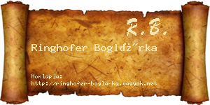 Ringhofer Boglárka névjegykártya